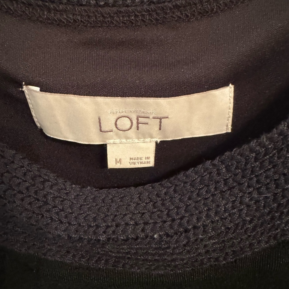 Loft Maxi black dress with braiding on the top size medium